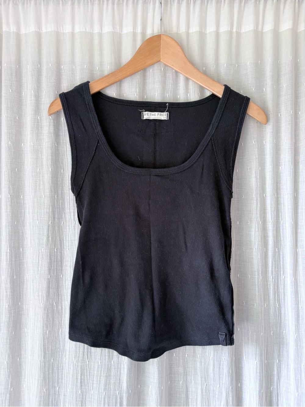 We The Free Black Ribbed Scoop Tank